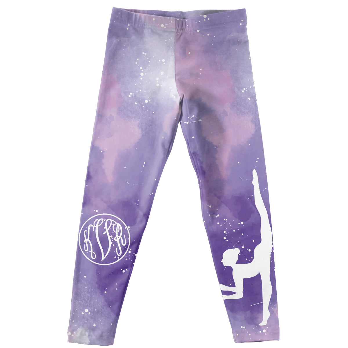 Gymnast Silhouette Monogram Purple  Leggings - Wimziy&Co.
