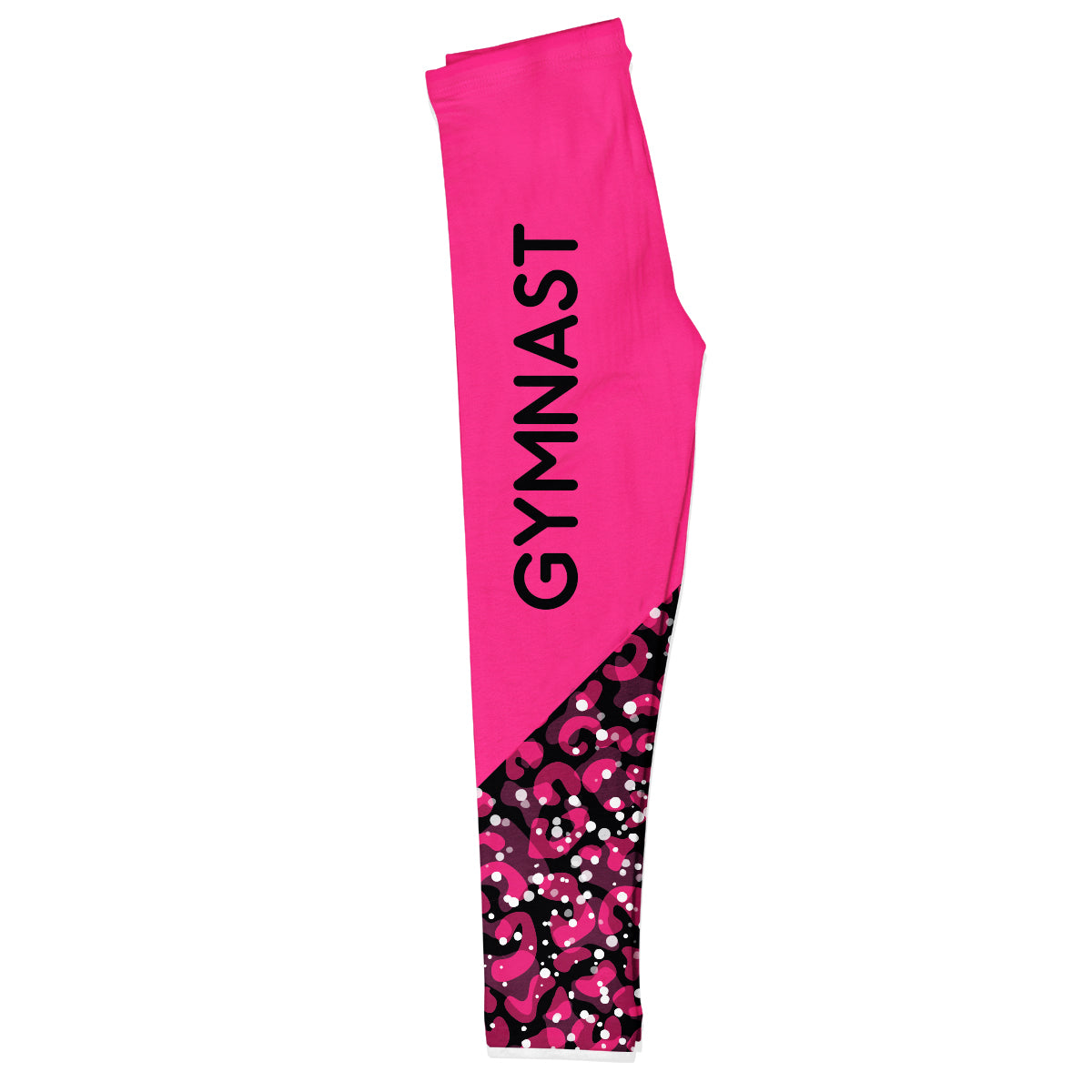 Hot pink and black gymnast girls leggings with name - Wimziy&Co.