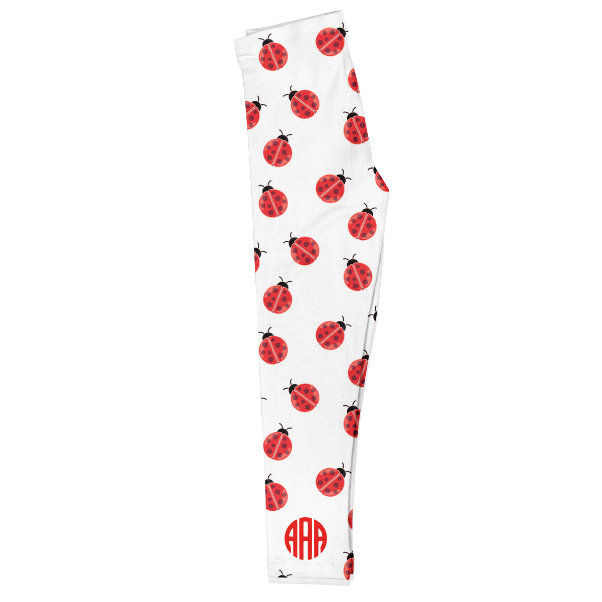 Ladybugs Print Monogram White Leggings - Wimziy&Co.
