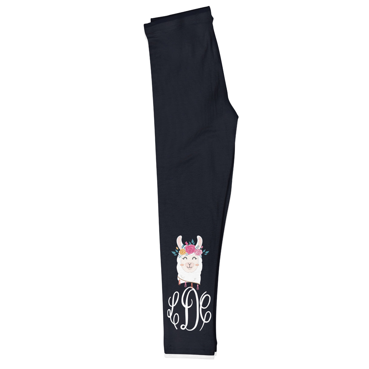 Black and white llama girls leggings with monogram - Wimziy&Co.