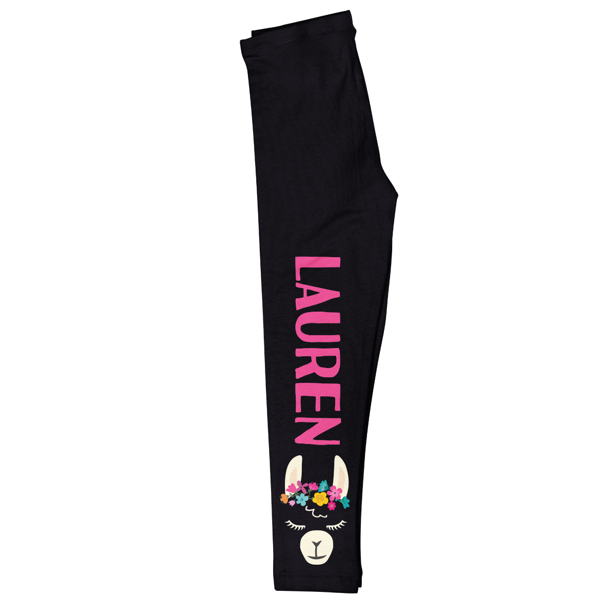 Black and pink llama girls leggings with name - Wimziy&Co.