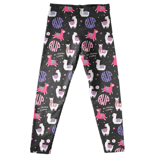 Black and multicolor llamas girls leggings with monogram - Wimziy&Co.