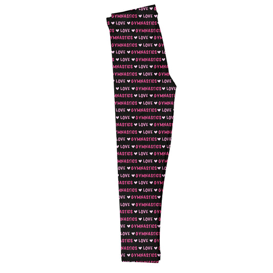 Love Gymnastics Print Black Leggings - Wimziy&Co.
