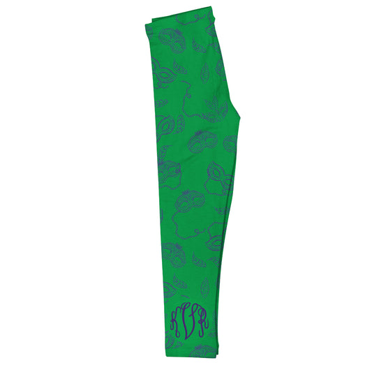 Mardi Gras Monogram Green Leggings - Wimziy&Co.