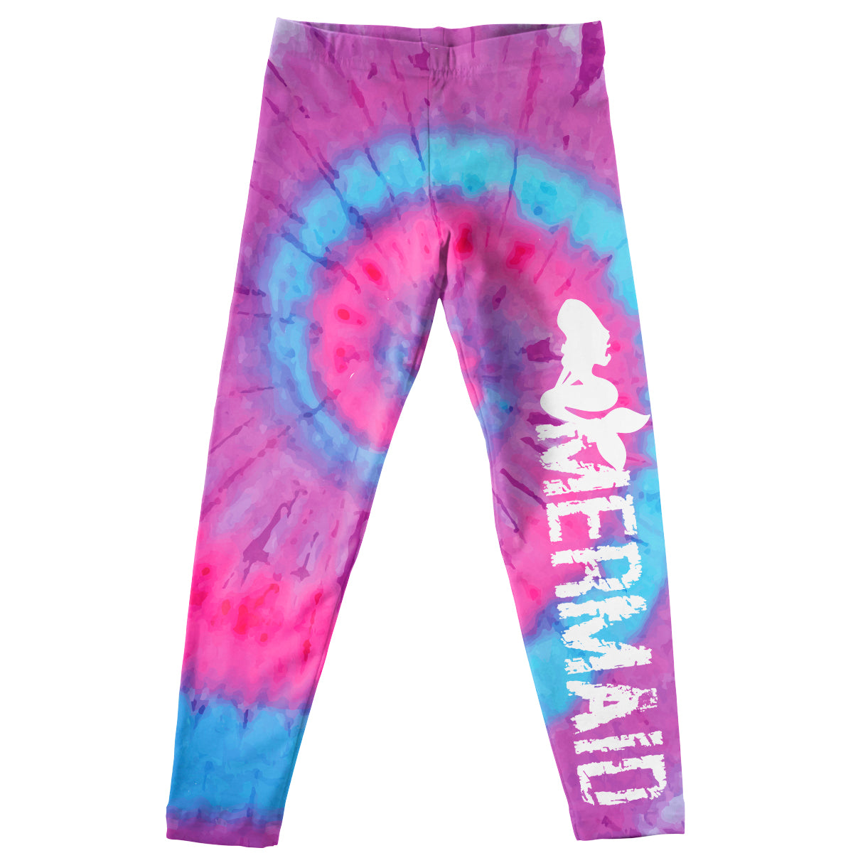 Mermaid Silhouette Tie Dye Pink and Blue  Leggings - Wimziy&Co.