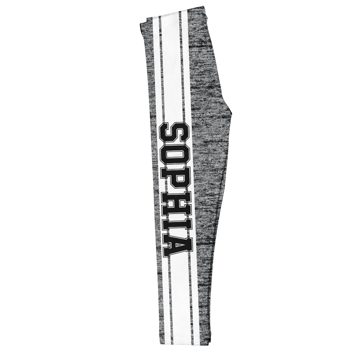 Name White Stripe Black And Gray Leggings - Wimziy&Co.