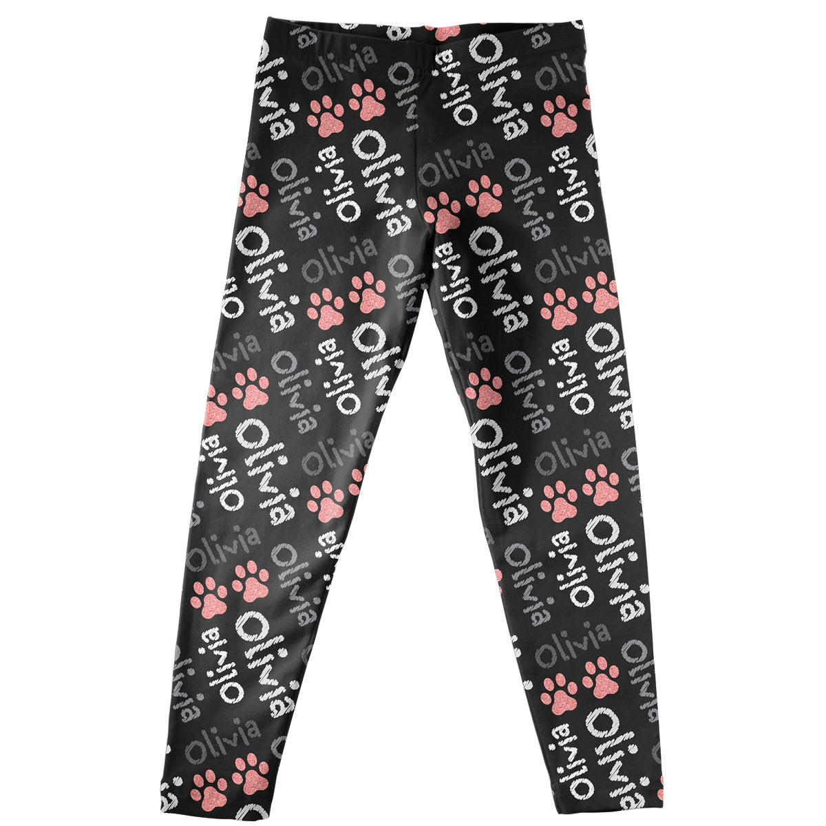 Paw and Name Print Black Leggings - Wimziy&Co.