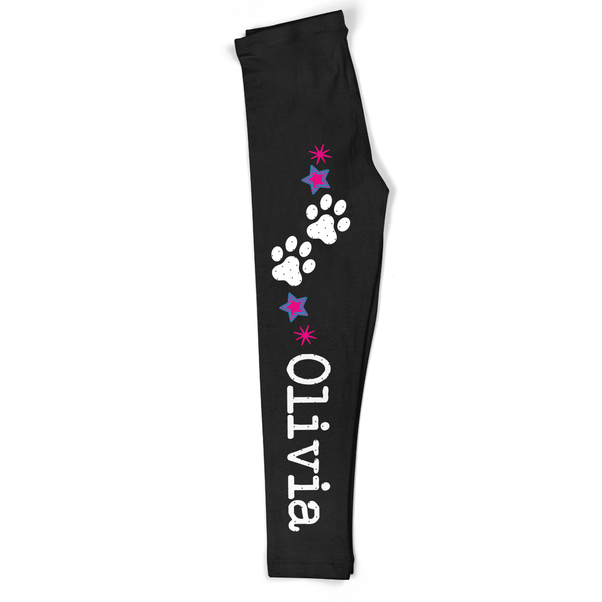 Paw Stars And Name Black Leggings - Wimziy&Co.
