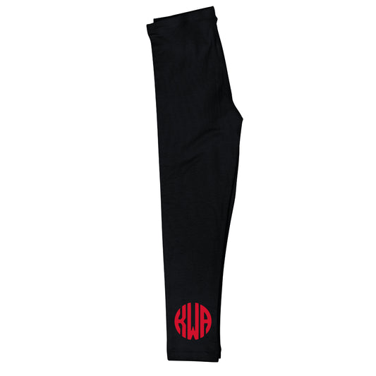 Girls black leggings with red monogram - Wimziy&Co.