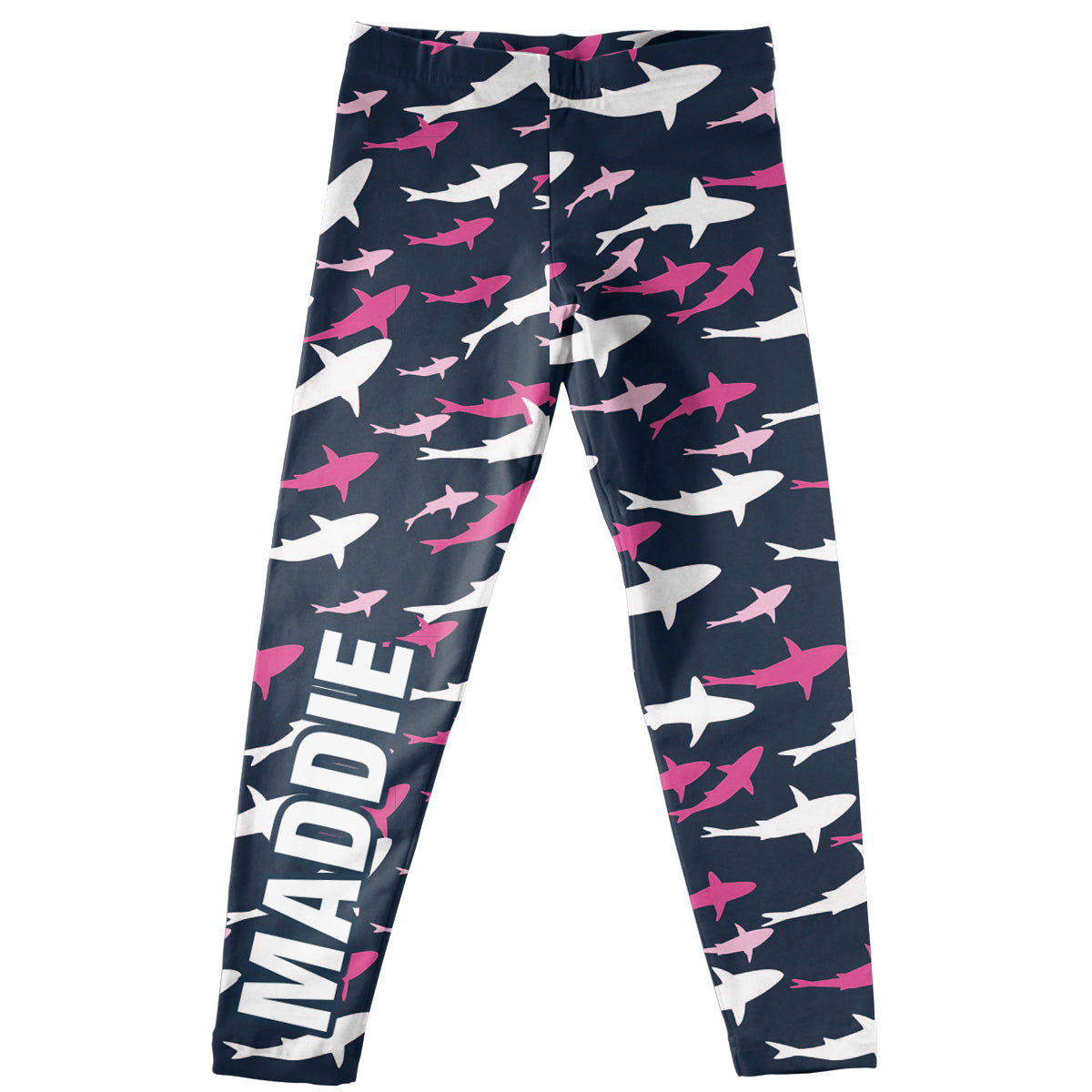 Sharks Print Name Navy Leggings - Wimziy&Co.