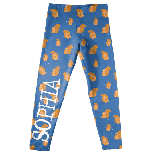 Squirrel Print Name Royal Leggings - Wimziy&Co.