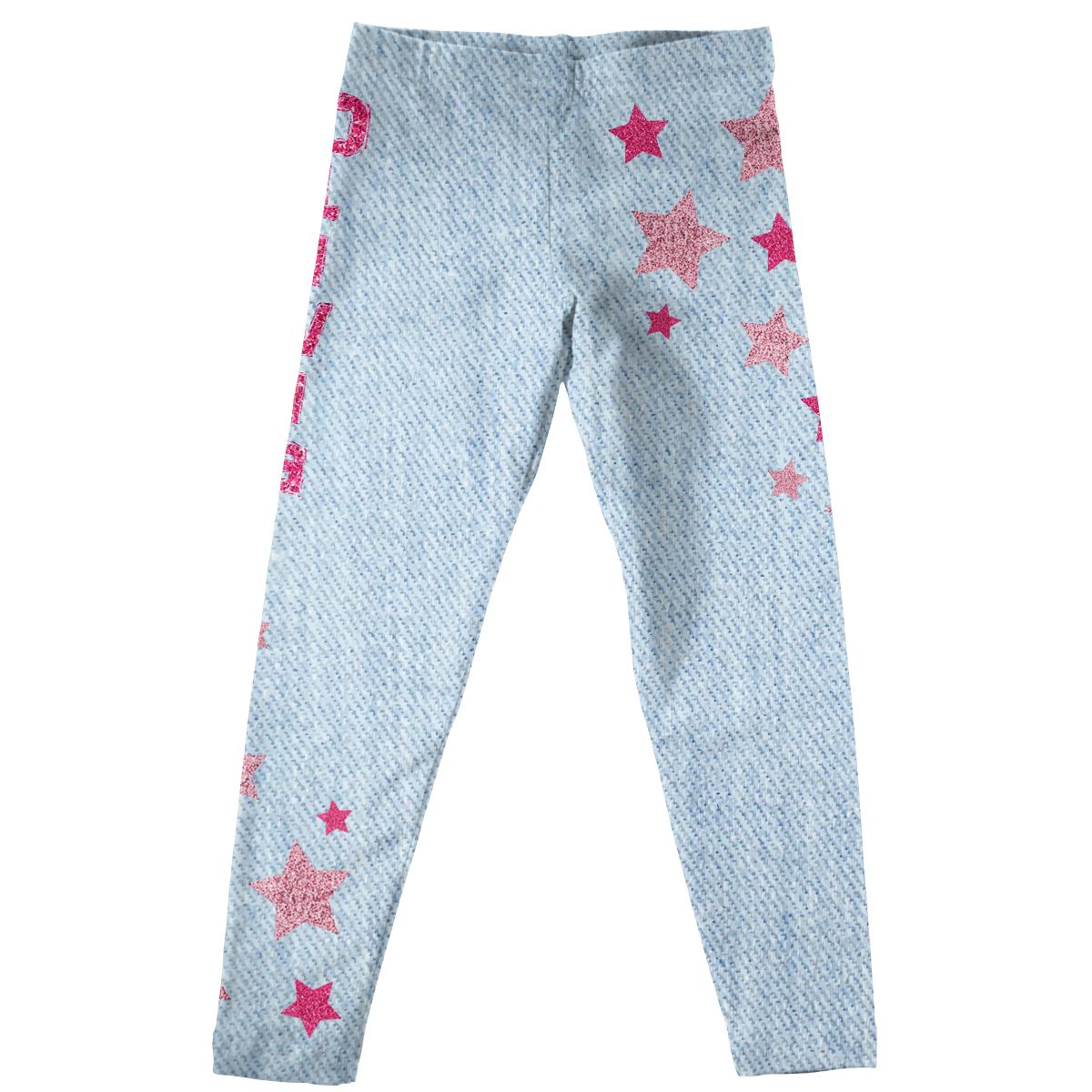 Stars Name Light Blue Denim Leggings - Wimziy&Co.
