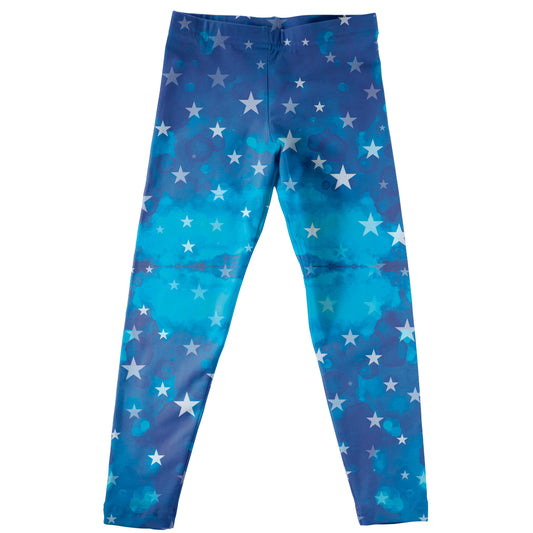Stars Print Blue Watercolor Leggings - Wimziy&Co.