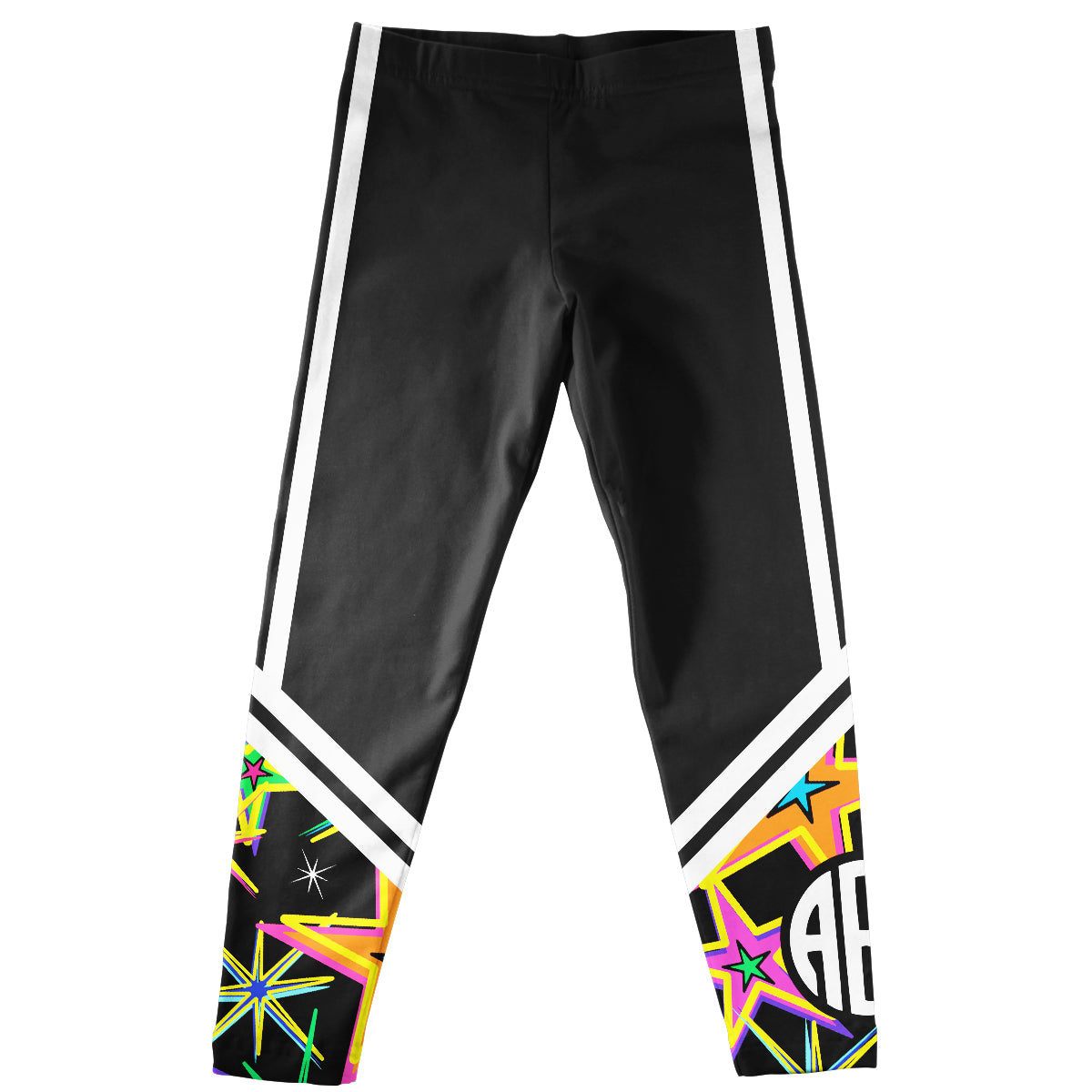 Stars Monogram Black Stripes Leggings - Wimziy&Co.