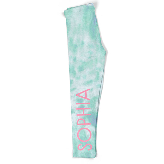Tie Dye Name  Aqua Leggings - Wimziy&Co.