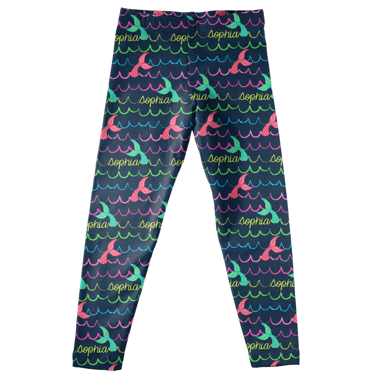 Mermaid Tails Name Print  Navy Leggings - Wimziy&Co.