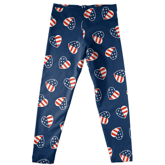 USA Hearts Print Navy Leggings - Wimziy&Co.