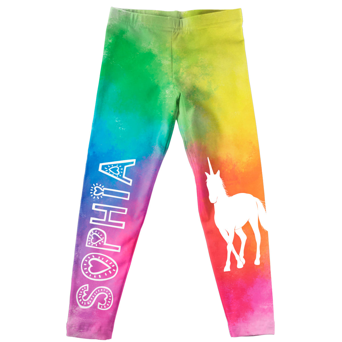 Rainbow and white unicorn girls leggings - Wimziy&Co.