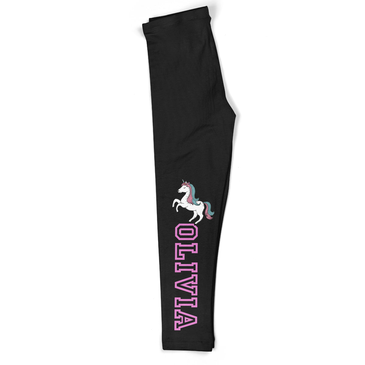 Black and white unicorn girls leggings with name - Wimziy&Co.