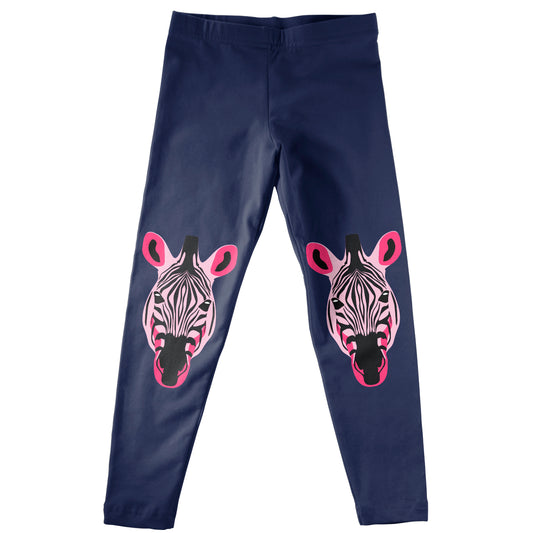 Zebra Face Navy Leggings - Wimziy&Co.