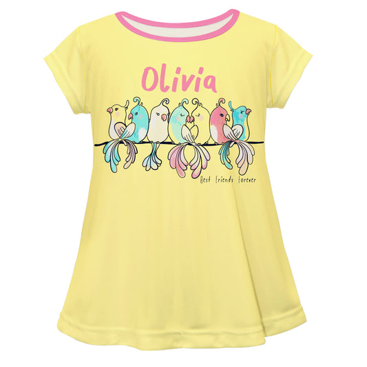 Birds Name Yellow Short Sleeve Laurie Top - Wimziy&Co.