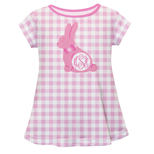 Bunny Monogram Pink Check Short Sleeve Laurie Top - Wimziy&Co.