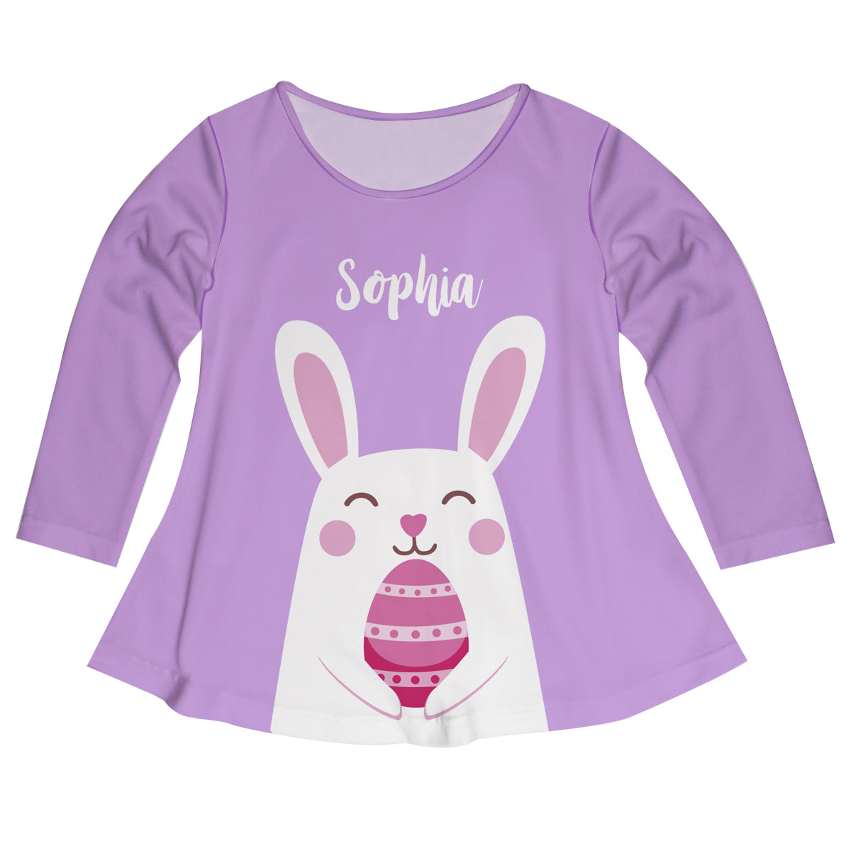 Bunny Easter  Name Purple  Long Sleeve Laurie Top - Wimziy&Co.