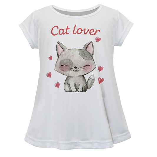 Cat Lover White Short Sleeve Laurie Top - Wimziy&Co.