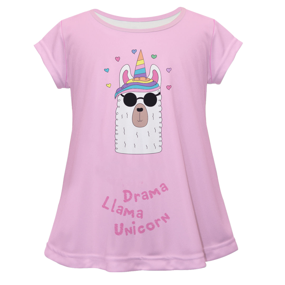 Pink 'Drama llama corn' birls blouse with name - Wimziy&Co.
