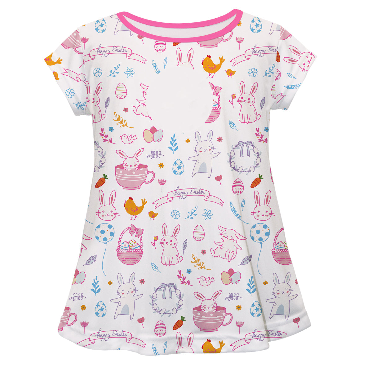 Easter Print Monogram White Short Sleeve Laurie Top - Wimziy&Co.