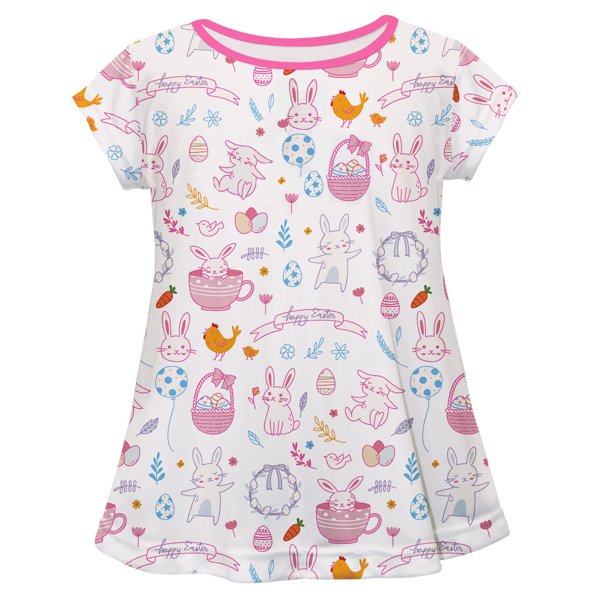Easter Print Monogram White Short Sleeve Laurie Top - Wimziy&Co.