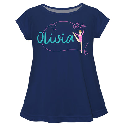 Gymnast Name Navy Short Sleeve Laurie Top - Wimziy&Co.