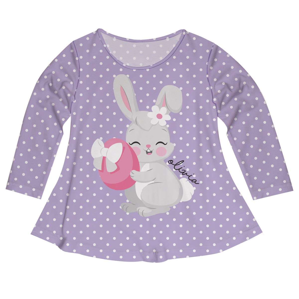 Happy Bunny Name Purple Polka Dots Long Sleeve Laurie Top - Wimziy&Co.