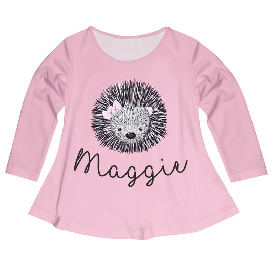 Hedgehog Name Pink Long Sleeve Laurie Top - Wimziy&Co.