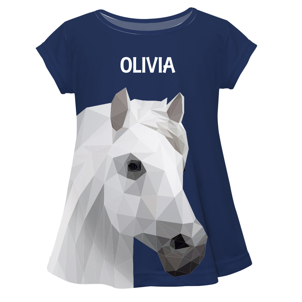 Navy short sleeve blouse and horse - Wimziy&Co.