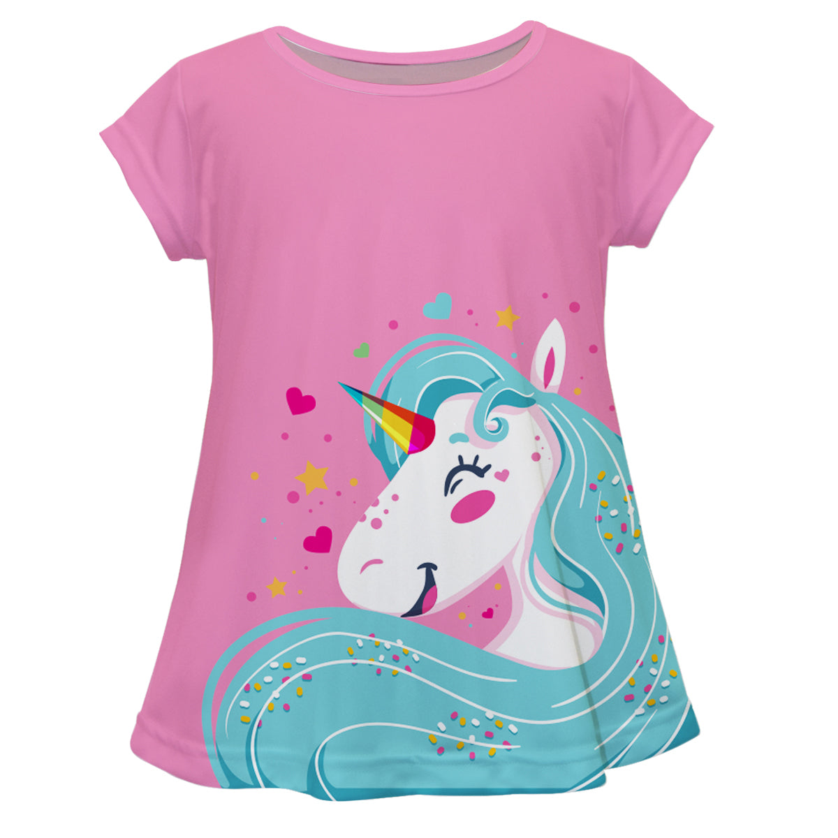 Light pink and aqua big unicorn girls blouse with name - Wimziy&Co.