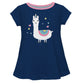 Navy and white llama girls blouse with name - Wimziy&Co.