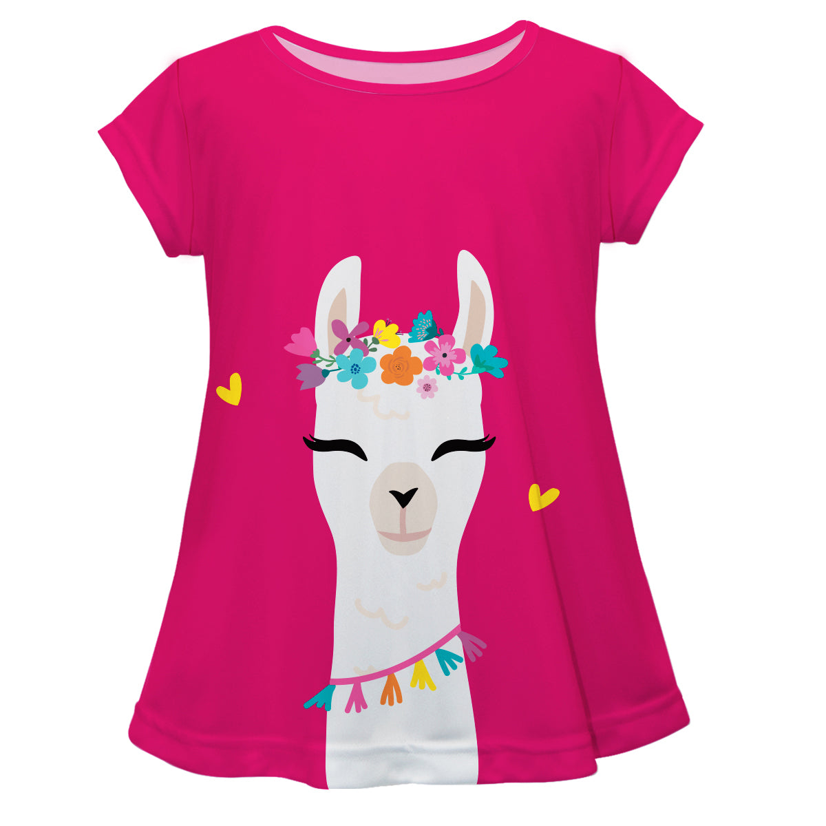 Hot pink and white llama girls blouse with name - Wimziy&Co.