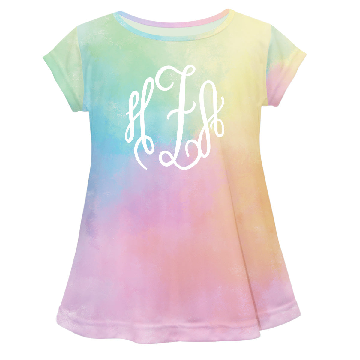 Monogram Pink Yellow And Blue Tie Dye Short Sleeve Laurie Top - Wimziy&Co.