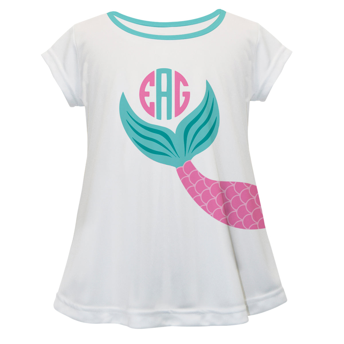 Mermaid Tail Monogram White Short Sleeve Laurie Top - Wimziy&Co.