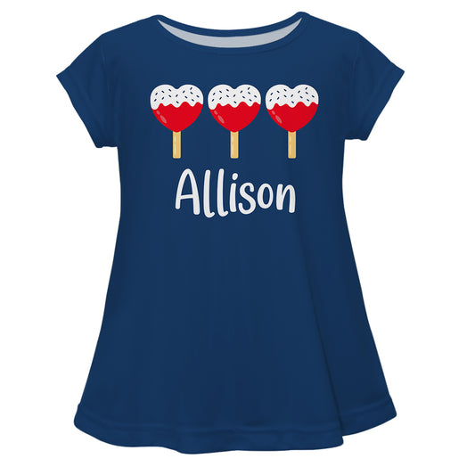 Popsicles Name Navy Short Sleeve Laurie Top - Wimziy&Co.