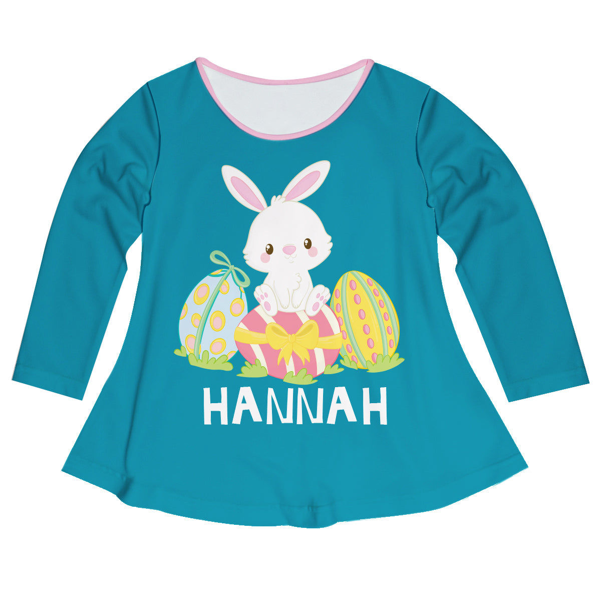 Bunny Name Turquoise Long Sleeve Laurie Top - Wimziy&Co.