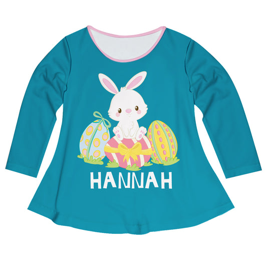 Bunny Name Turquoise Long Sleeve Laurie Top - Wimziy&Co.