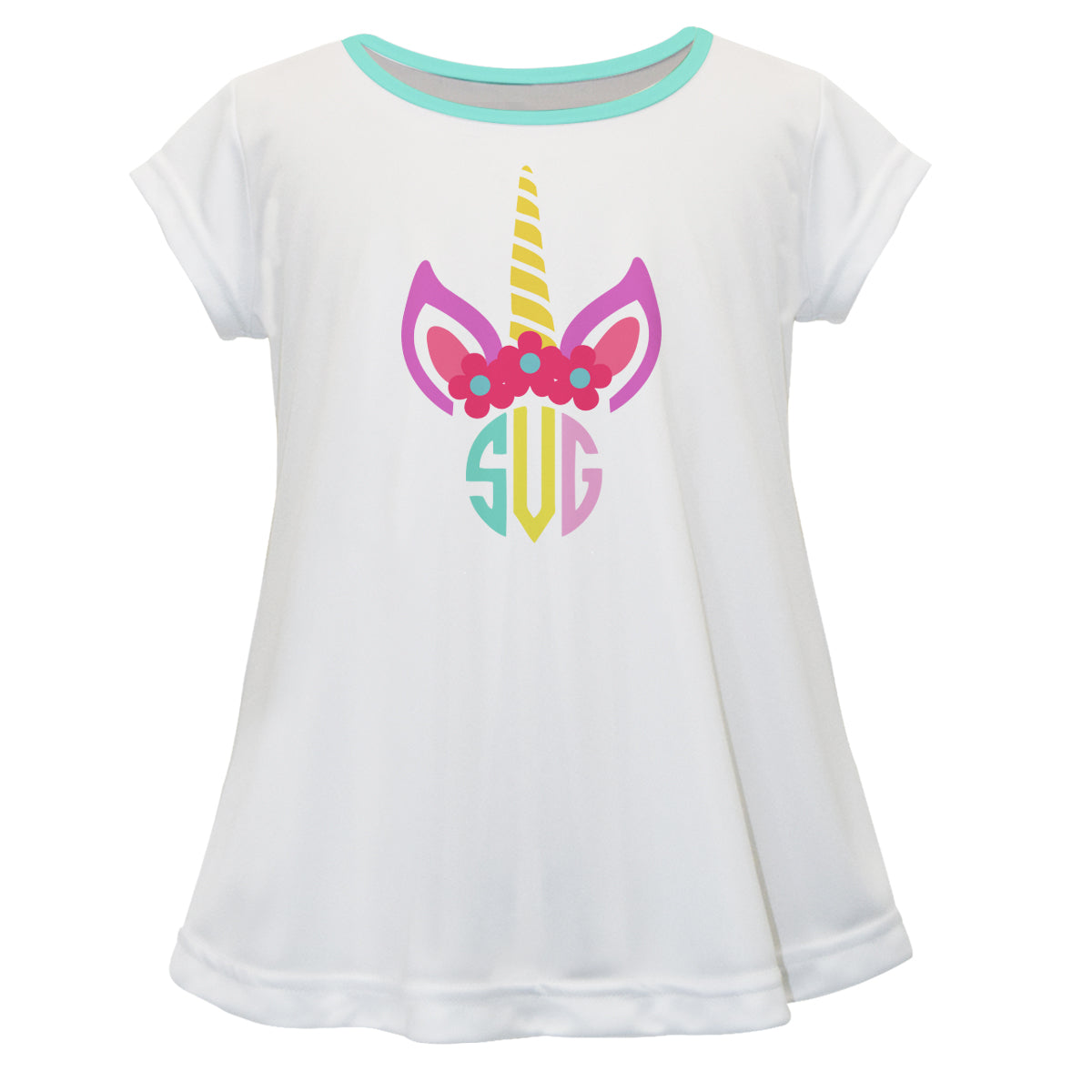 Unicorn Monogram White Short Sleeve Laurie Top - Wimziy&Co.
