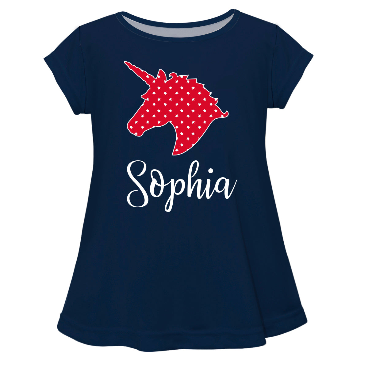 Unicorn Name Navy Short Sleeve Laurie Top - Wimziy&Co.