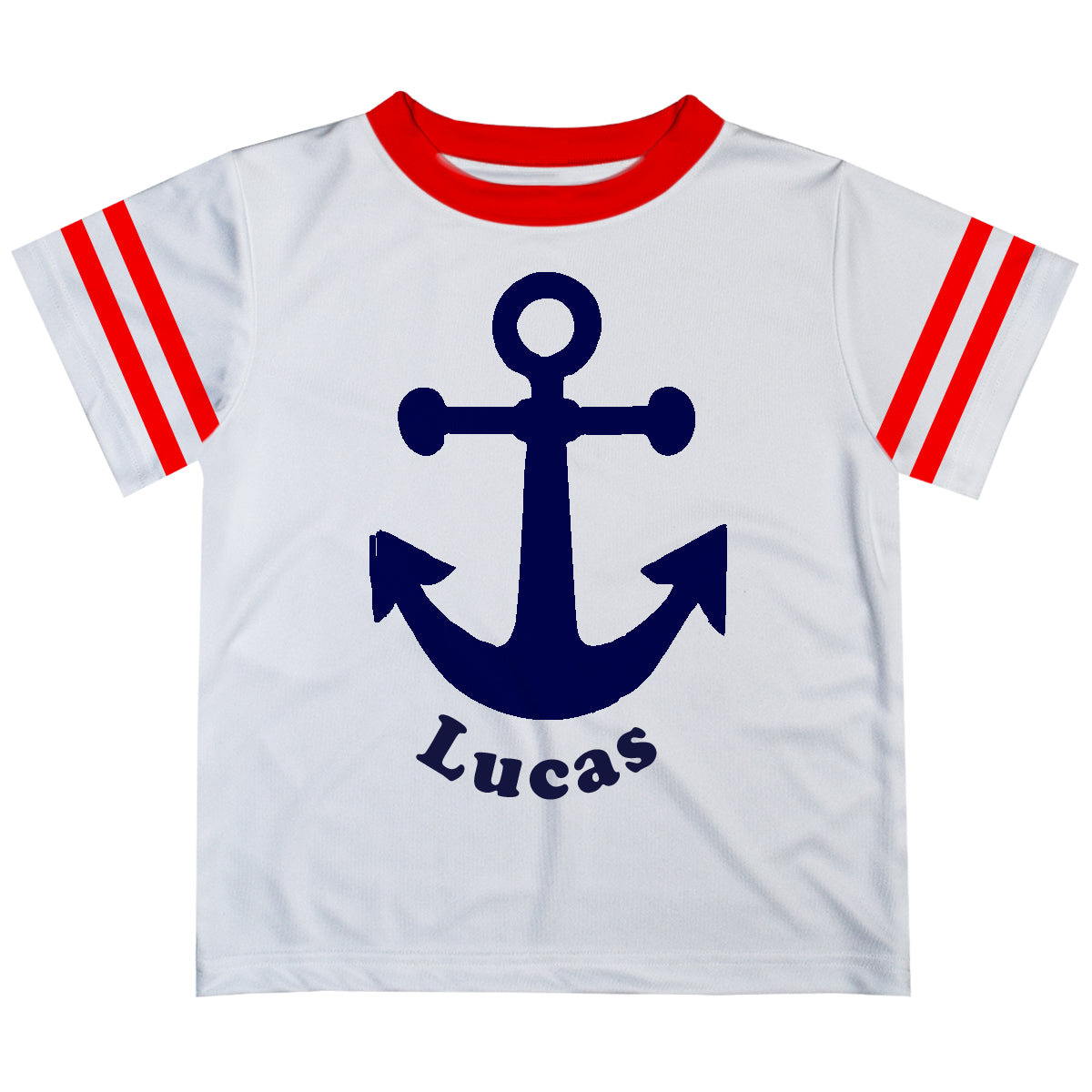 Anchor White And Red Short Sleeve Boys Tee Shirte - Wimziy&Co.