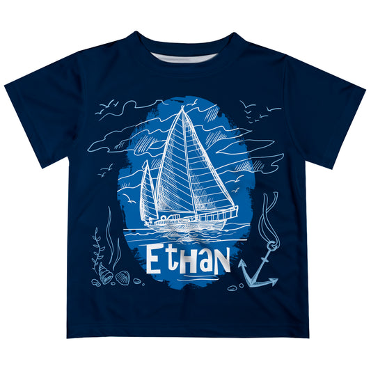 Boat Name Navy Short Sleeve Tee Shirt - Wimziy&Co.