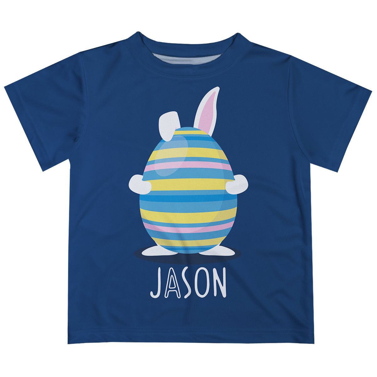 Bunny Easter Egg Name Navy Short Sleeve Tee Shirt - Wimziy&Co.