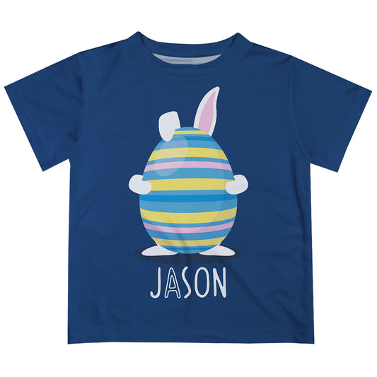 Bunny Easter Egg Name Navy Short Sleeve Tee Shirt - Wimziy&Co.