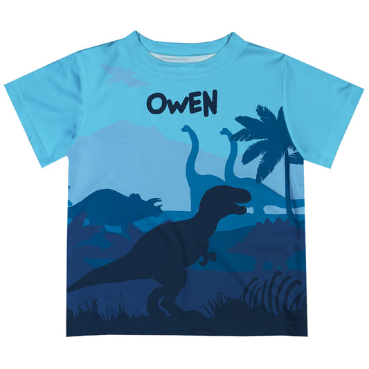 Dinosaurs Rex Name Blue Short Sleeve Tee Shirt - Wimziy&Co.